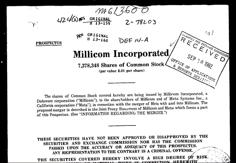 Millicom SEC document Millicom SEC document